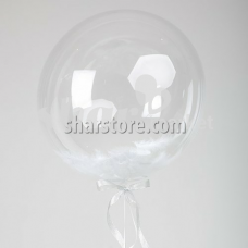 Шар-сфера Bubble с белыми перьями 61 см.