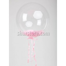 Шар-сфера Bubble с розовыми перьями 46 см.