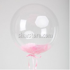 Шар-сфера Bubble с розовыми перьями 61 см.