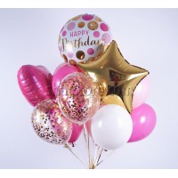 Букет шаров «Happy Birthday» розовый