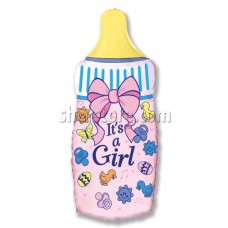 Шар «Бутылочка для девочки» розовый, 79 см.