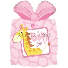 Фольгированный шар «Подарок девочке» розовый, 71 см.