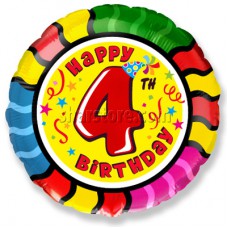 Шар круг «4th Happy Birthday» 46 см.
