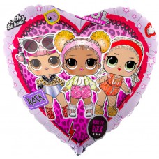 Шар сердце «Кукла LOL, Стильные подружки» 46 см.