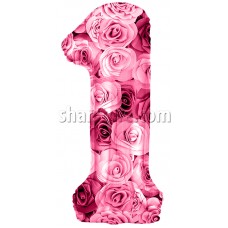 Шар цифра 1 «Симфония роз» 86 см.