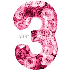 Шар цифра 3 «Симфония роз» 86 см.