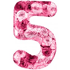 Шар цифра 5 «Симфония роз» 86 см.
