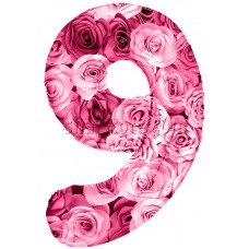 Шар цифра 9 «Симфония роз» 86 см.