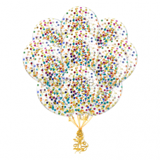 Облако шаров с круглым разноцветным конфетти